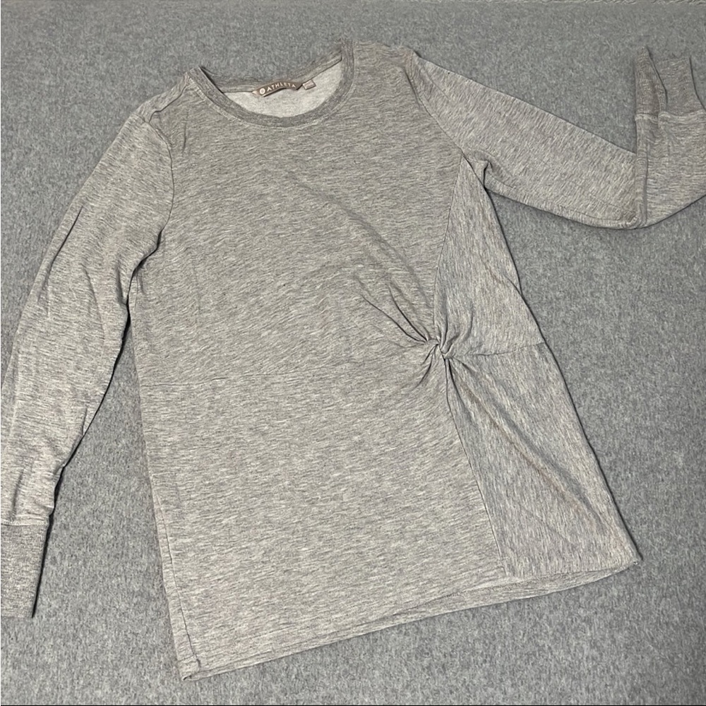 Athleta Long Sleeve Top Shirt Womens Small Yoga Athleisure Athletic Twist Gray